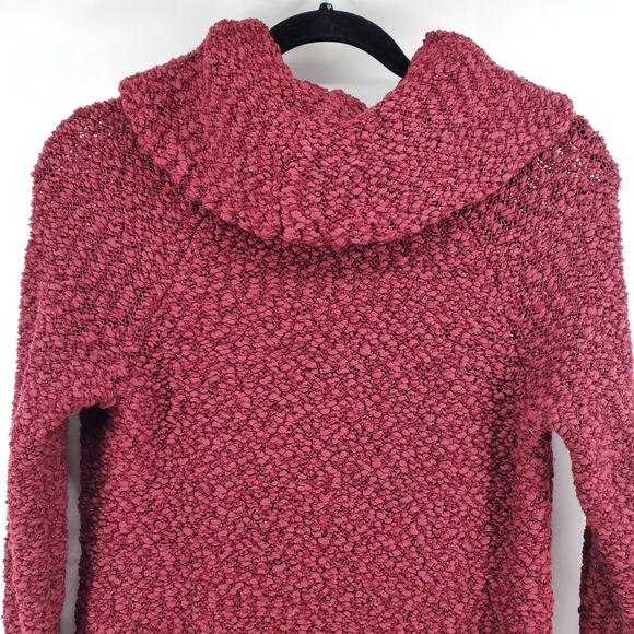 Vintage Liz Claiborne Petites Maroon Chunky Textured Knit Cowl Tunic Sweater| PS - Picture 8 of 9
